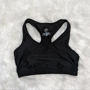 Cascade Sport Mesh‎ Lined Breathable V-Neck Racerback Black Sports Bra Size M